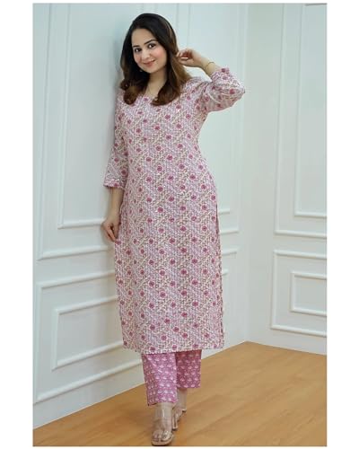 Image of KLOSIA Womens Viscose Croset Work Kurta Pant Set