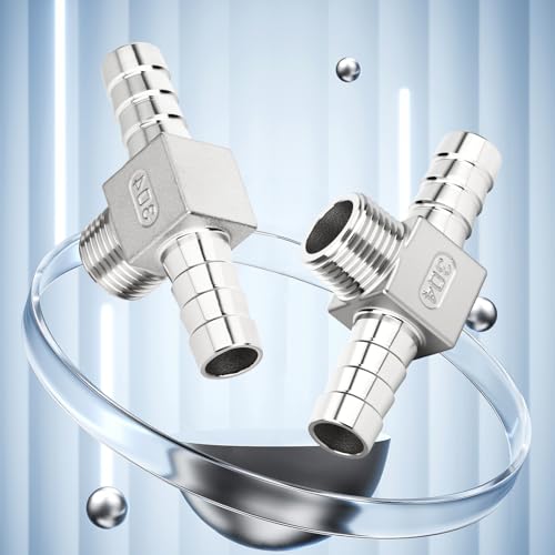 Conector T de acero inoxidable de 1/2 BSP con espigas de 8mm y abrazadera 8