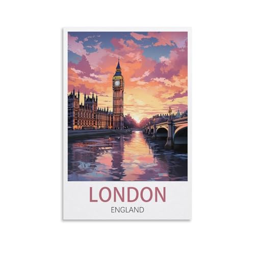 HXHNFERR Poster de voyage vintage Londres Angleterre 20 x 30 cm