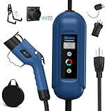 Qkcabo 電気自動車 EV充電用ケーブル 100V/200V、8A/10A/13A/15A 電流調整可能の家庭用自動車充電ガンSAE J1772急速PHEV充電ケーブル付き、電気自動車用ポータブル充電器 長7.6メートル