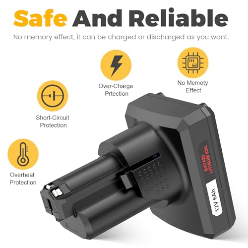 Futurebatt [1Pack] 6.0Ah High Output Battery for Bosch 12V Tools Lithium Battery BAT411 BAT411A BAT412 BAT412A BAT413 BAT413A BAT414 BAT420 by Futurebatt - Image 3