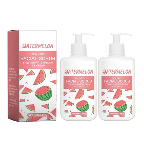 Peeling facial de sandía, exfoliante facial, limpieza facial profunda, exfoliante muerto, limpieza profunda e hidratante para piel suave (2 unidades)