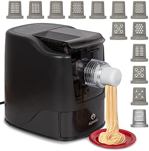 Adamo Life Electric Pasta Maker - Automatic Noodle Making Machine with 13 Different Molds - Large Capacity Machine with Non-Slip Base, Child Lock & Heat Vents - Extrudes Homemade Pasta in 15 Minutes