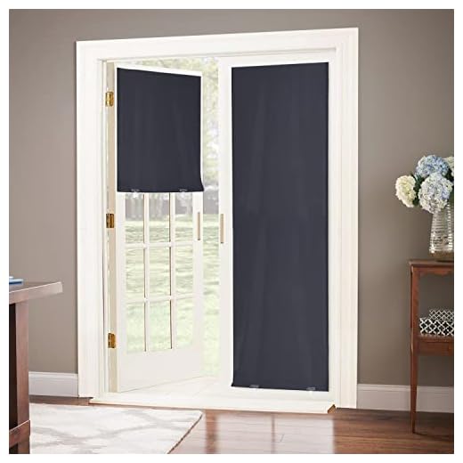 LazBlinds 100% Blackout Door Curtain, No Tools No Drill Cordless Blinds for Windows, Thermal Insulated UV Protection Privacy Window Curtains for French Door Front Door(26''W x 68''H, Black, 1 Panel)