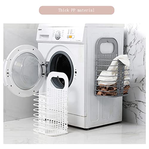 Igikzz 2 Pack Collapsible Laundry Basket Wall-Mounted With Handle Hanging Portable Foldable Laundry Hamper Dirty Clothes Hamper, Free-Punch, Incl 4 Hooks #TOP2
