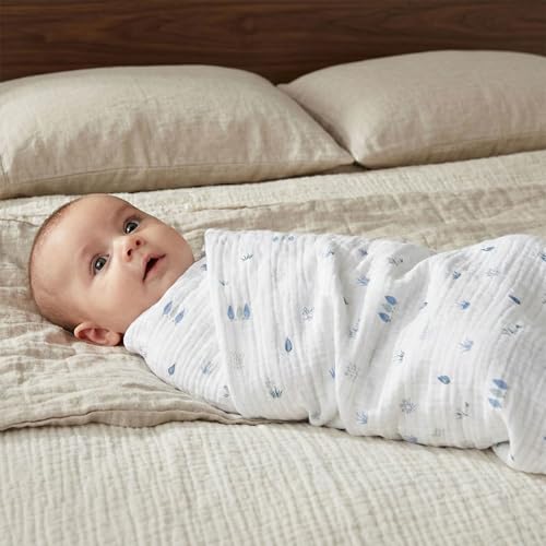 Image of GLLQUEN BABY Muslin Swaddle Blankets for Newborn Boys, Large 40''x38'' | 4Pk, 100% cotton, ultra soft and breathable, gentle on sensitive newborn skin, Multi-use as swaddle wrap, receiving blankets