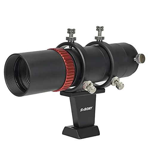 Svbony SV165 Mini Anteojo Guía 40F4, 1.25 Pulgadas FMC Recubrimiento con Enfoque Helicoidal Coaxial Alineación Ajustable, Aleación de Aluminio, Compatible con ZWO QHY Auto Guía Finde Cámara