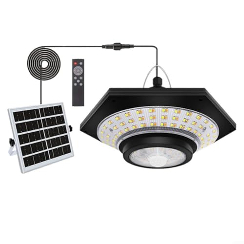 Opatiny Luz solar para cobertizo de 1000 lúmenes, control remoto, sensor de movimiento LED, accesorio para exteriores, IP65, resistente a la intemperie, diseño dividido para jardín, patio, color negro
