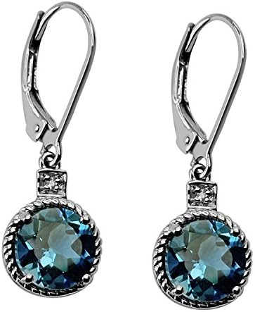 Carillon Stylish Peridot Natural Gemstone Round Shape Drop Dangle Wedding Earrings 18K White Gold Jewelry
