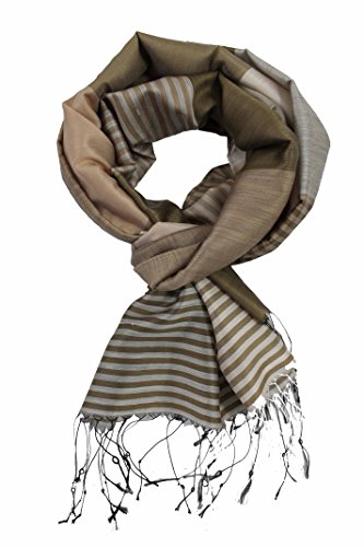 Écharpe tissée à rayures Rotfuchs 100% polyester marron résistante et légère