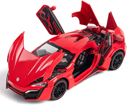 Image of LYKAN HYPERSPORT Sport 1:24 Big Size Diecast Scale Model Alloy Metal Pull Back Toy car for Kids with Openable Doors & Light, Music Toy Vehicle for Kids - Colors as Per Stock (Red)