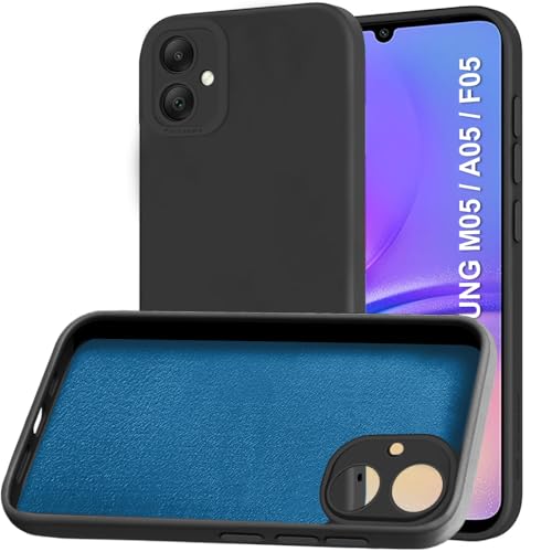 TheGiftKart Liquid Silicon Back Cover Case for Samsung Galaxy M05 / A05 / F05 | Stylish Camera Protection Module | Micro-Fibre Lining Inside | Shockproof Cover for Samsung M05 / A05 (Silicone, Black)- Best and cheap mobile covers in India