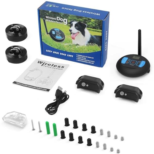 Clôture électrique Rechargeable sans Fil de 200m pour Chien, Etanche IP68 Mode de Dressage par bip et Choc, émetteur et Collier combinés(for 2 Dogs)