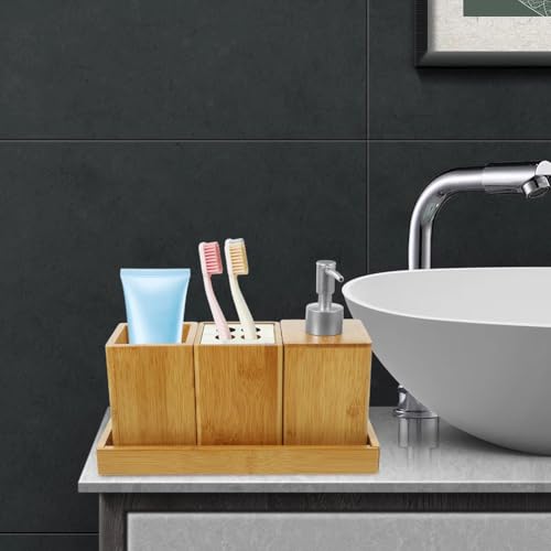 Ensemble accessoires salle de bain en bambou premium et durable - 3