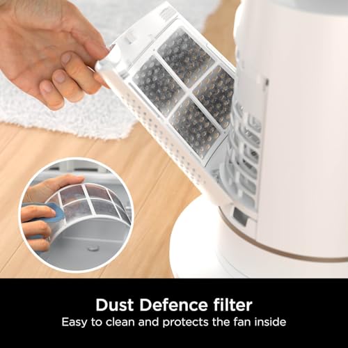 Shark TurboBlade TF200SUKWH Ventilateur tour sans pales multidirectionnel haute vitesse projette de l'air jusqu'à 20 mètres puissance silencieuse, 10 vitesses, pivot, oscillation à 180°, télécommande