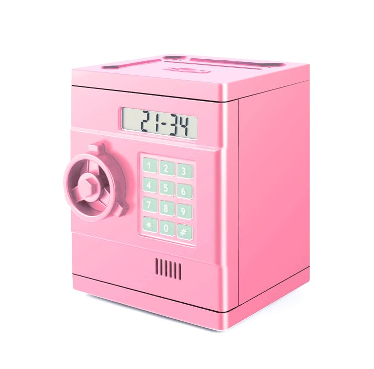 Amazon.co.jp: Qiekaka 電子貯金箱 子供用 金庫 現金コイン ミニATM