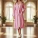 SOLILOQUY Women Soft Plush Robe Long Sleeve Lapel Striped Fuzzy Bathrobe Y2K Fleece Robe with Pockets Sleepwear Loungewear (S Coral Red, S)