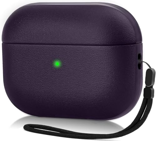 Image of Meyaar Silicone Leather for AirPods 4 and AirPods 4 with Active Noise Cancellation (ANC) (2024) Front LED Visible with Carabiner Thread (Indigo)