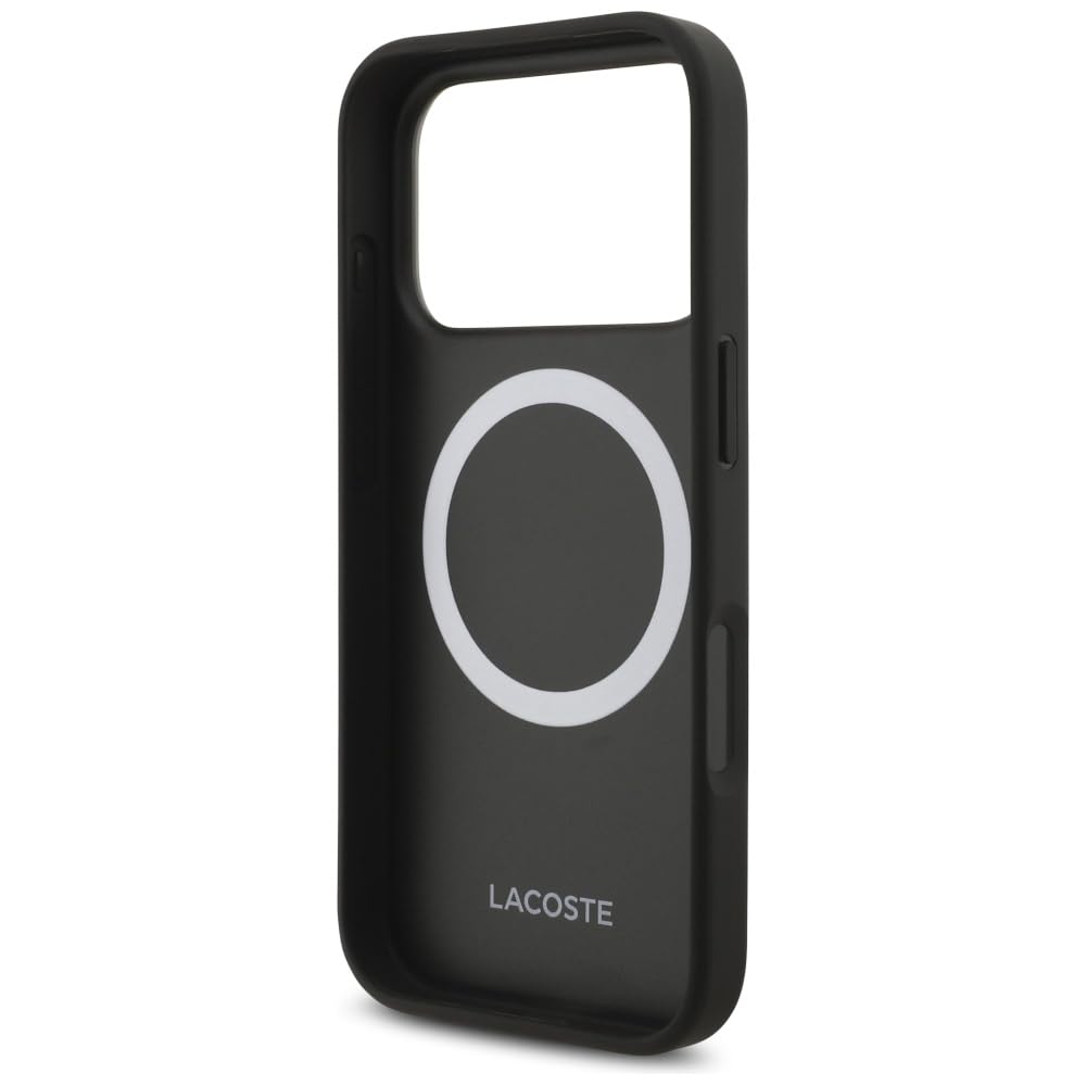 CG MOBILE Lacoste Iconic Petit Pique Woven logo kompatybilne z MagSafe etui do iPhone 17 Pro (czarne)