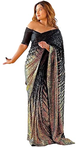Image of Florely Women's Georgette Sequence Saree For Women sarees for women with Embroidered Border Sarees Bollywood Sari Designer Saree sequins saree Daily Wear saree Summer saree for festival Wedding