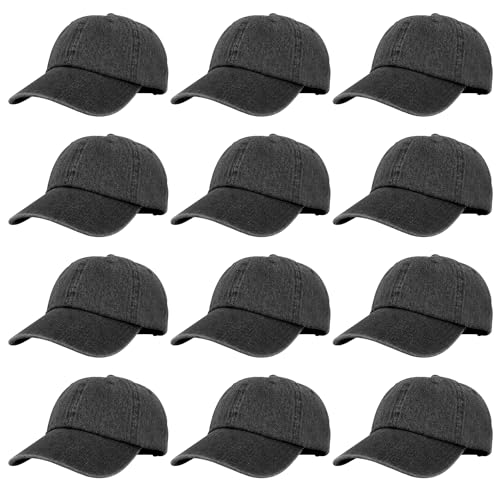 Image of Gelante Baseball Caps Hats 100% Cotton Plain Blank Adjustable Size Wholesale Bulk of 12 Pack