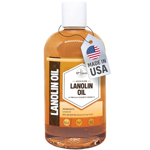 Lanolin Oil (8oz) | Cold Pressed Unrefined |Deep Moisturizer for Skin Lips & Hair | Softens Protects & Restores Dry or Cracked Skin | Natural Emollient for Creams Balms & Conditioners | 8 OUNCES