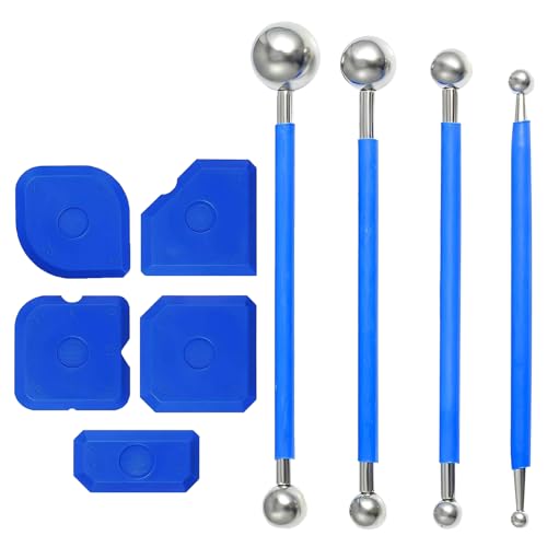 Herramientas para Calafatear, Herramienta para Sellar con Silicona, 9 Piezas Juego de Rascador de Juntas, Espátulas de Herramientas para Juntas, Sellador de Silicona Rasqueta Silicona Kit