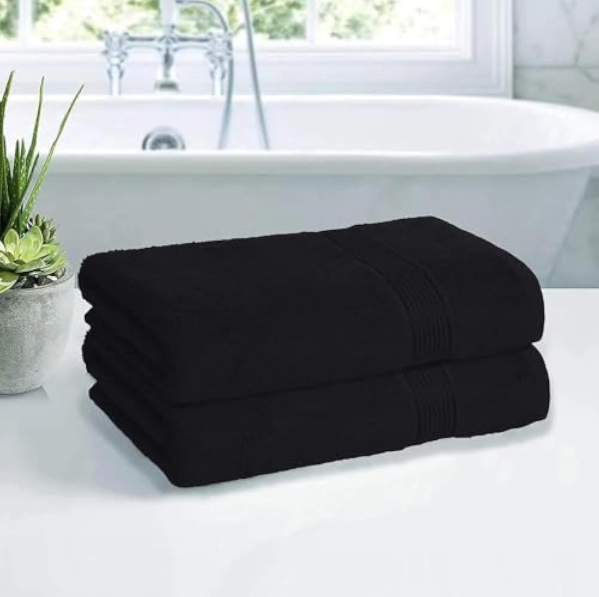 Ultra Soft Black Cotton Hand Towels, Luxurious Quality