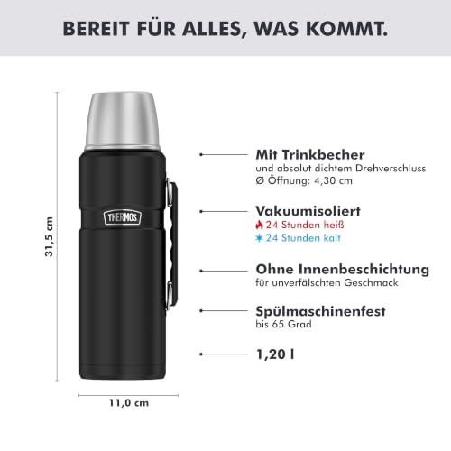 THERMOS STAINLESS KING Thermosflasche 1,20 l, 24 h heiß, charcoal black mat – Ansicht 3