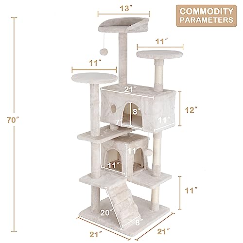 Árbol para gatos multi-nivel de 70 pulgadas con poste rascador miniatura 7