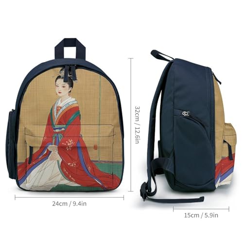 Asian Ladies Backpack for Men Women, Durable Small Bookbag Lightweight Daypack for Travel, Hiking, Blue-style2