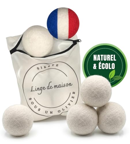Boules De Sechage x6, Boules seche linge XL en Laine avec un filet de Lavage inclus. Balles sèche linge. Réduit le Temps de Sechage, alternative au...
