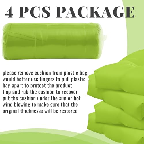 Image of Geelin 4 Pcs Outdoor Patio Chair Cushion Thick High Back Adirondack Chair Cushion Tufted Weather & Fade Resistant Anti-Slip Outside Rocking Chairs Pads with Ties 44 x 19 x 4 Inch (Fruit Green)