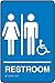 Accuform PAD102BU Plastic ADA Braille Tactile Sign, Restroom" with Unisex/Wheelchair/Handicapped Accessible Graphic, 9" Length x 6" Width x 1/8" Thickness, White on Blue