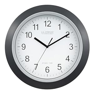 La Crosse Technology WT-3129B 12 Inch Atomic Analog Wall Clock, Pack of 1, Black