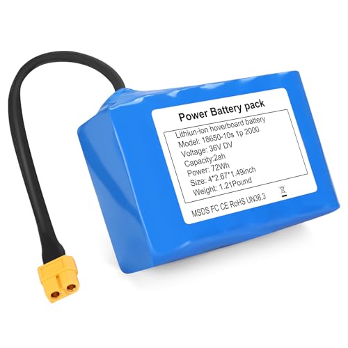 HaiNXC 1 Pack 2000mAH 36V Replacement Battery Upgrade Li-ion Battery with XT60 Plug Configuration