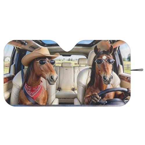 Image of Western Horse Car Windshield Sun Shade - Foldable Car Windshield Sunshade for Front Window for Most Sedans SUV Truck - Autom Interior Accessories for Sun Protection
