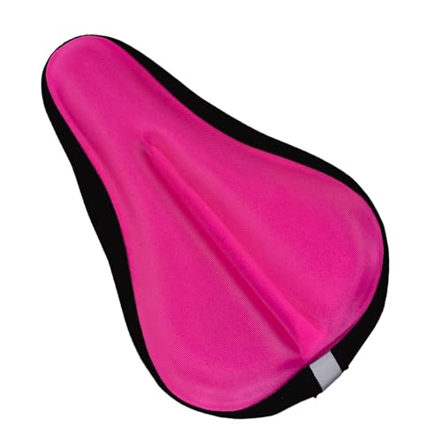 PEDDLET Gel Kids Bike seat Cover 9x6 Child Comfortable Bike seat Cushion Cover Anti-Slip Adjustable Bicycle seat Cover for Boys&Girls Breathable Reflective Strip (Pink)