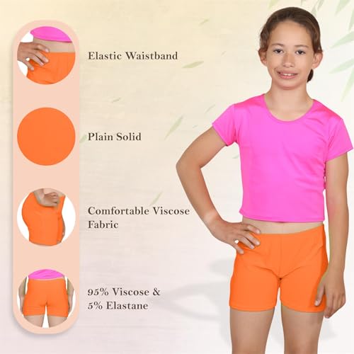 Pantalones cortos de danza para niñas shorts elásticos de gimnasia negro neón 5-6 años 5