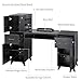 Rpuzonier Manicure Table Nail Makeup Desk Station w/Glass Top & Wrist Rest, Modern Makeup Dressing Nail Beauty Salon Workstation with Drawers & Cabinets & Side Shelves (Black)