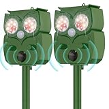 Solar Ultrasonic Animal Repellent Outdoor 2PCS, Cat Squirrel Deer Repellent Devices with Waterproof Animal Deterrent for Garden Yard Farm