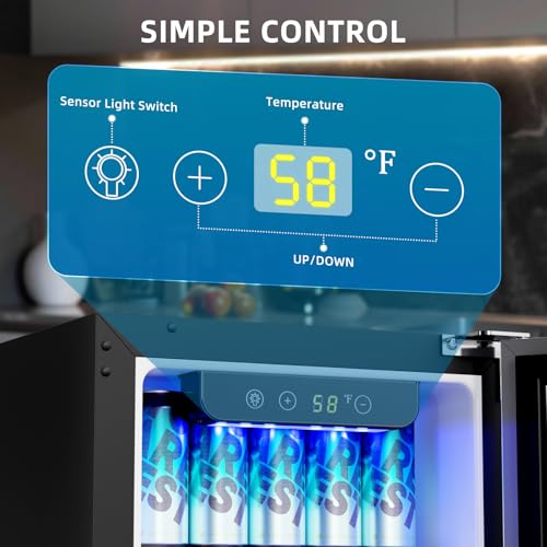 Image of Antarctic Star 15 Inch Outdoor Beverage Refrigerator, 135 Can Stainless Steel Mini Fridge, Undercounter Built-in or Freestanding, Fast Cooling Low Noise Wine Cooler for Home Patio, 32-50F