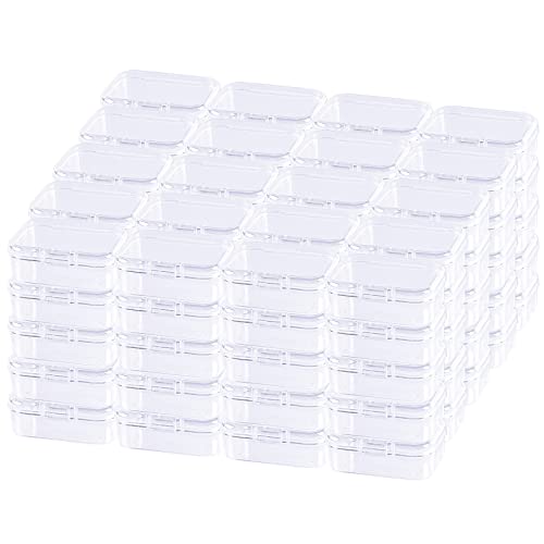 Image of Mini Clear Plastic Storage Containers, 2.56x1.77x0.79 inch | 100 Pack, Rectangular, Hinged Lid, For Beads and Small Craft Items