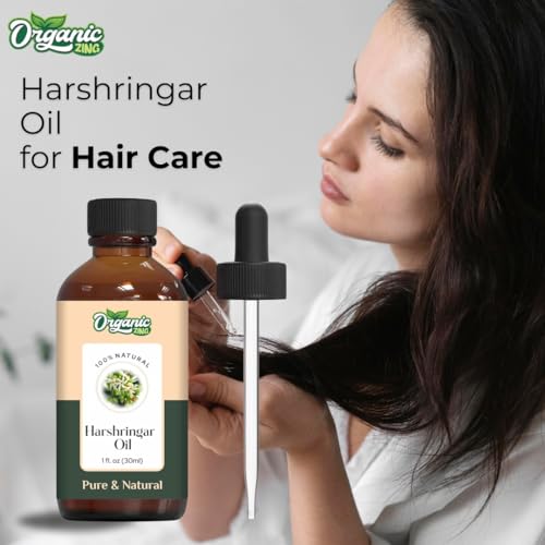 Image of Organic Zing Harshringar Oil 30 ml (1.01 fl oz) - Rare Night Jasmine Oil for Traditional Scalp Treatments & Aromatic Formulations