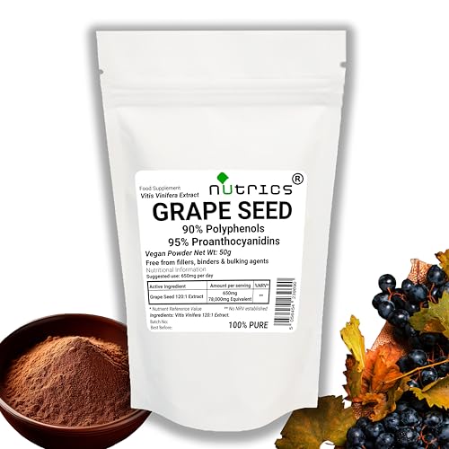 Nutrics® Pure GRAPESEED Extract 50g Powder Ratio 120:1 95% proanthocyanidins 90% polyphenols