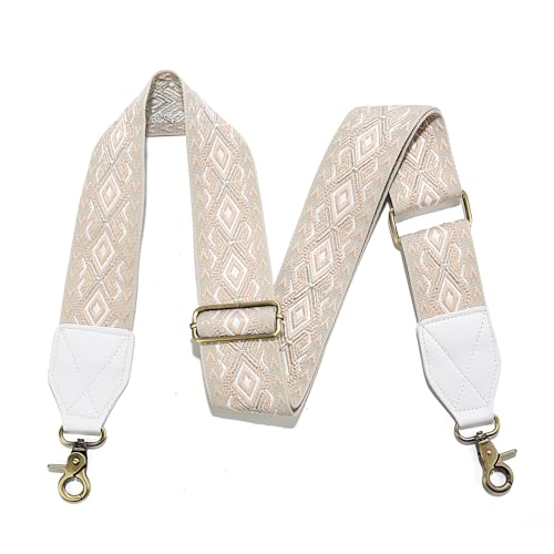 Image of LEMEDE Purse Strap,2 inch Leather End Shoulder Strap Adjustable Replacement,Retro Jacquard Multi-pattern Crossbody Bag Straps