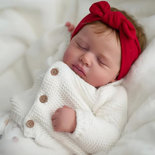 KAWAYII 20Inch Loulou Lifelike Sleeping Reborn Toddler Baby Doll Soft Vinyl Slicone Cloth Body Newborn Baby Doll Toy Set