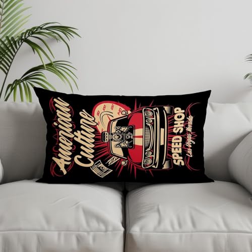 Chenlane Silk Pillow Cover Zip Outdoor Patio Cushion Covers Rectangular Car Graffiti, Couch Retro Chair for Living Room Premium Thickened Fabric 50x75cm
