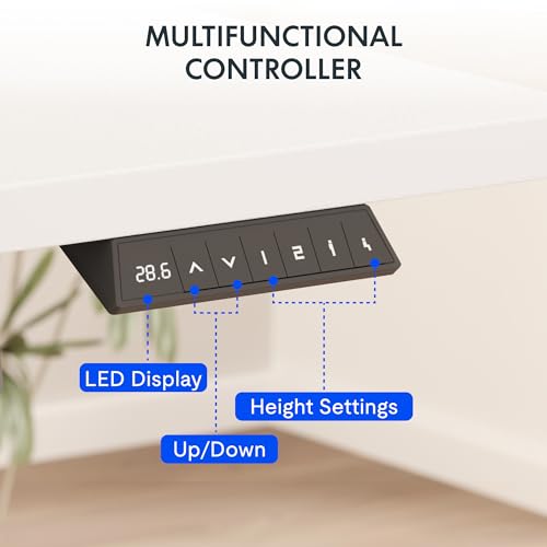 Image of FLEXISPOT EN2 Whole-Piece Standing Desk with Clamp Power Strip, 40 x 24 Electric Stand Up Height Adjustable Desk with Cable Management (White Frame + 40 inch White Top)