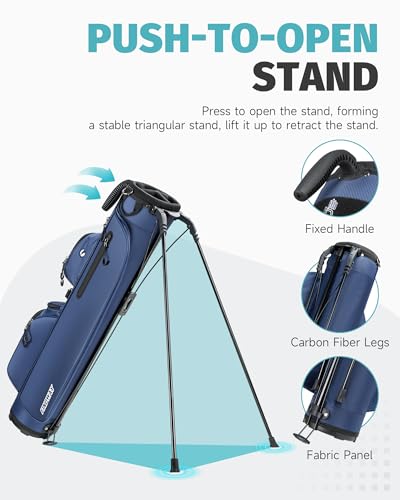 Findway Kleines Golfbag, Leichtes & Tragbares Golf Pencil Bag mit Standfuß, 3-Fach-Unterteilung, Verstellbarer Gepolsterter Trageriemen, 5 Taschen und Tragegriff, für Herren und Damen